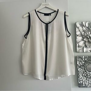 APT 9 Leather Trim Sleeveless Blouse